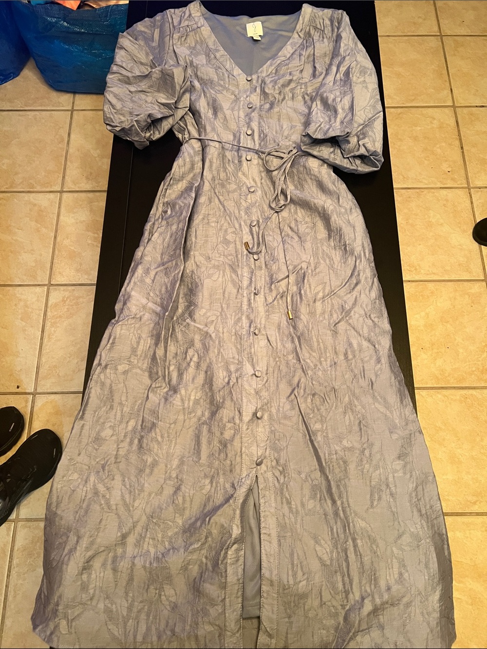 Joie Lavender Textured Maxi Dress with Puff Sleeves